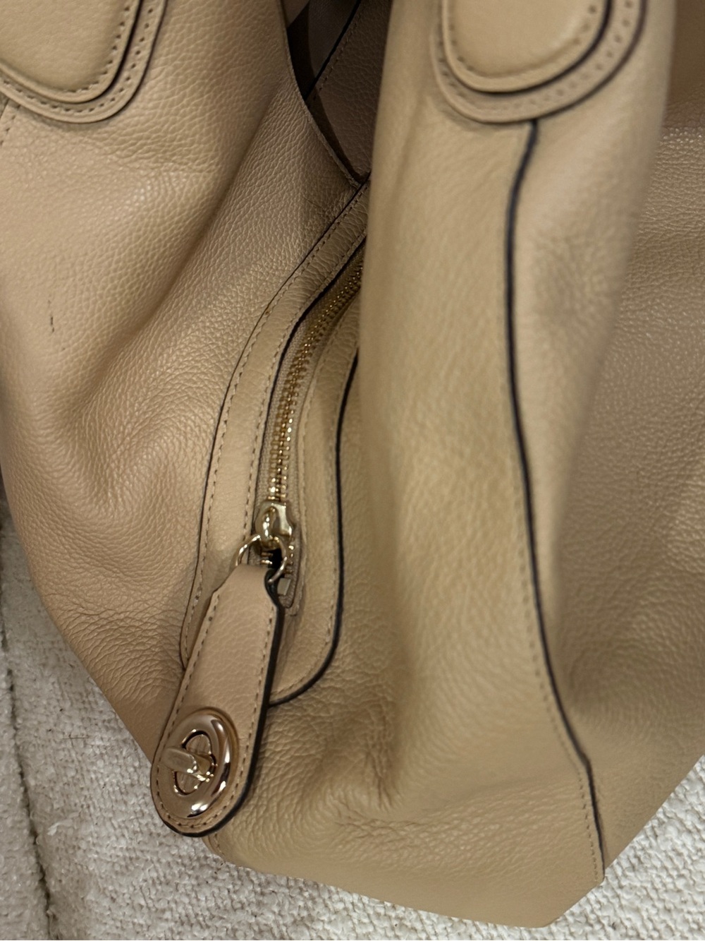 Coach Pebbled Leather Shoulder Hobo in Beige/Tan - Picture 7 of 11
